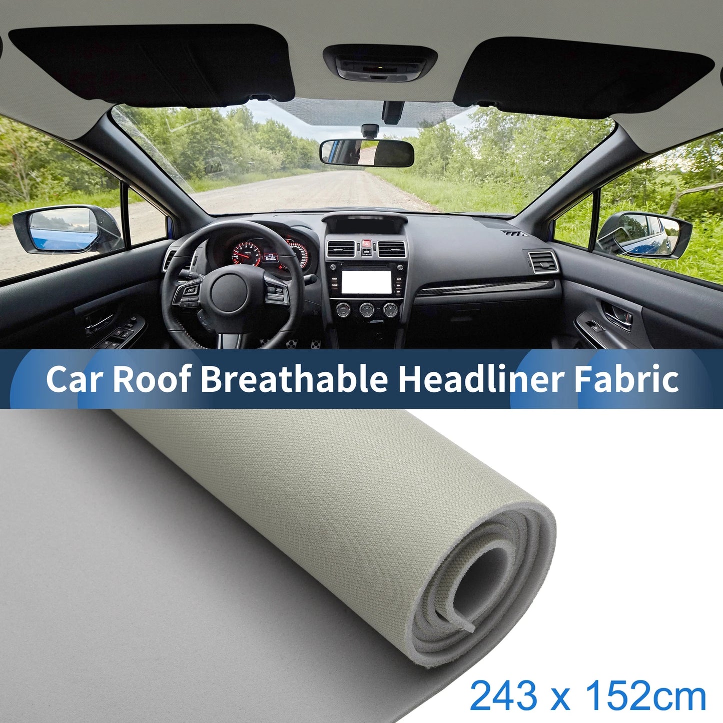 Mesh Fabric Headliner for Car Roof Repair 96"x60" Light Gray