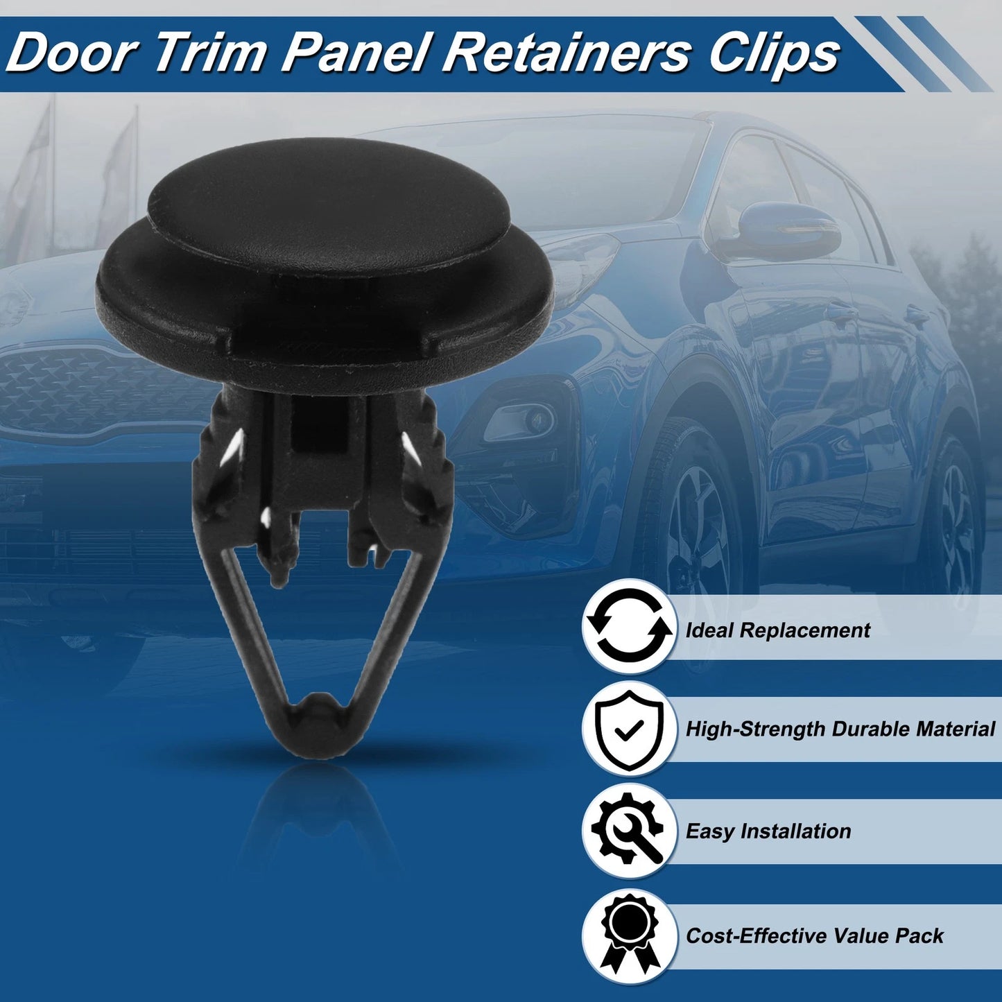 Set of 30 Door Trim Clips for Ford Escape (2013–2016) No.W712196S300 Plastic Black