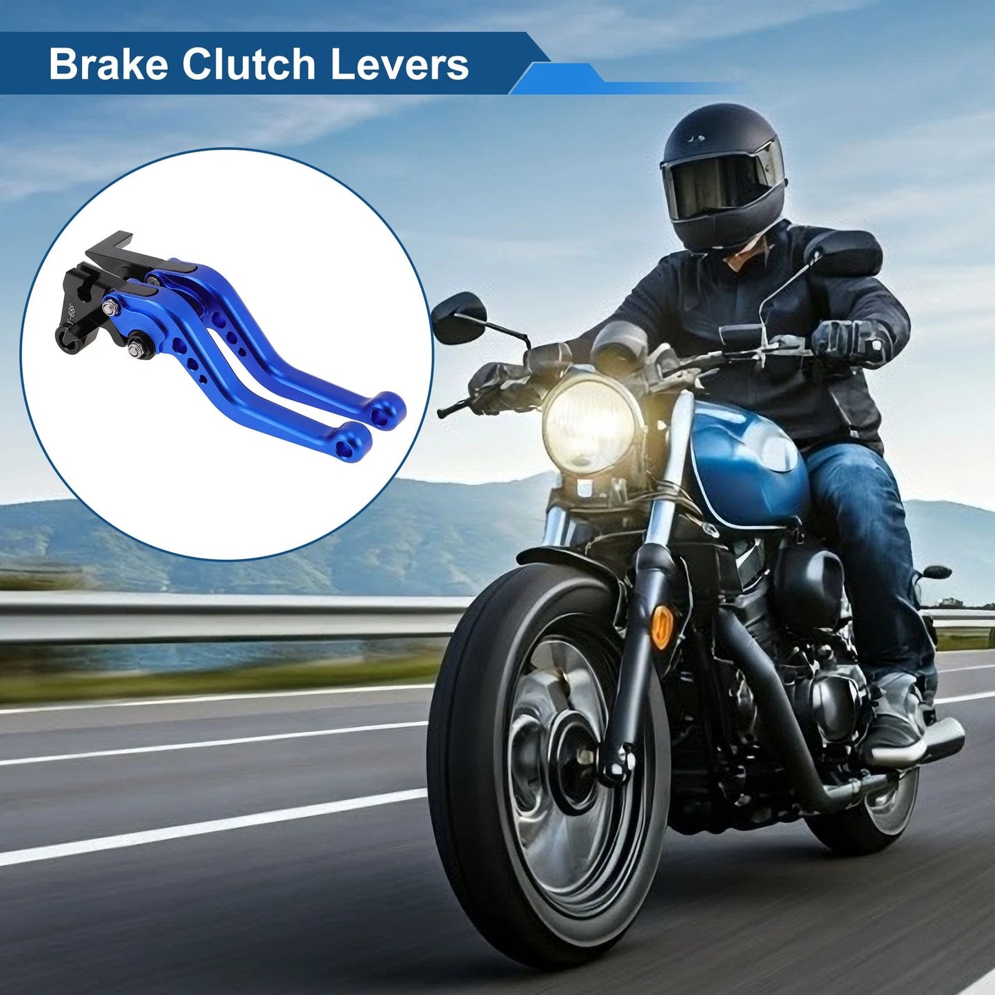 Adjustable Short Brake Clutch Lever Set for Yamaha Tenere 700 (2019–2024) Blue