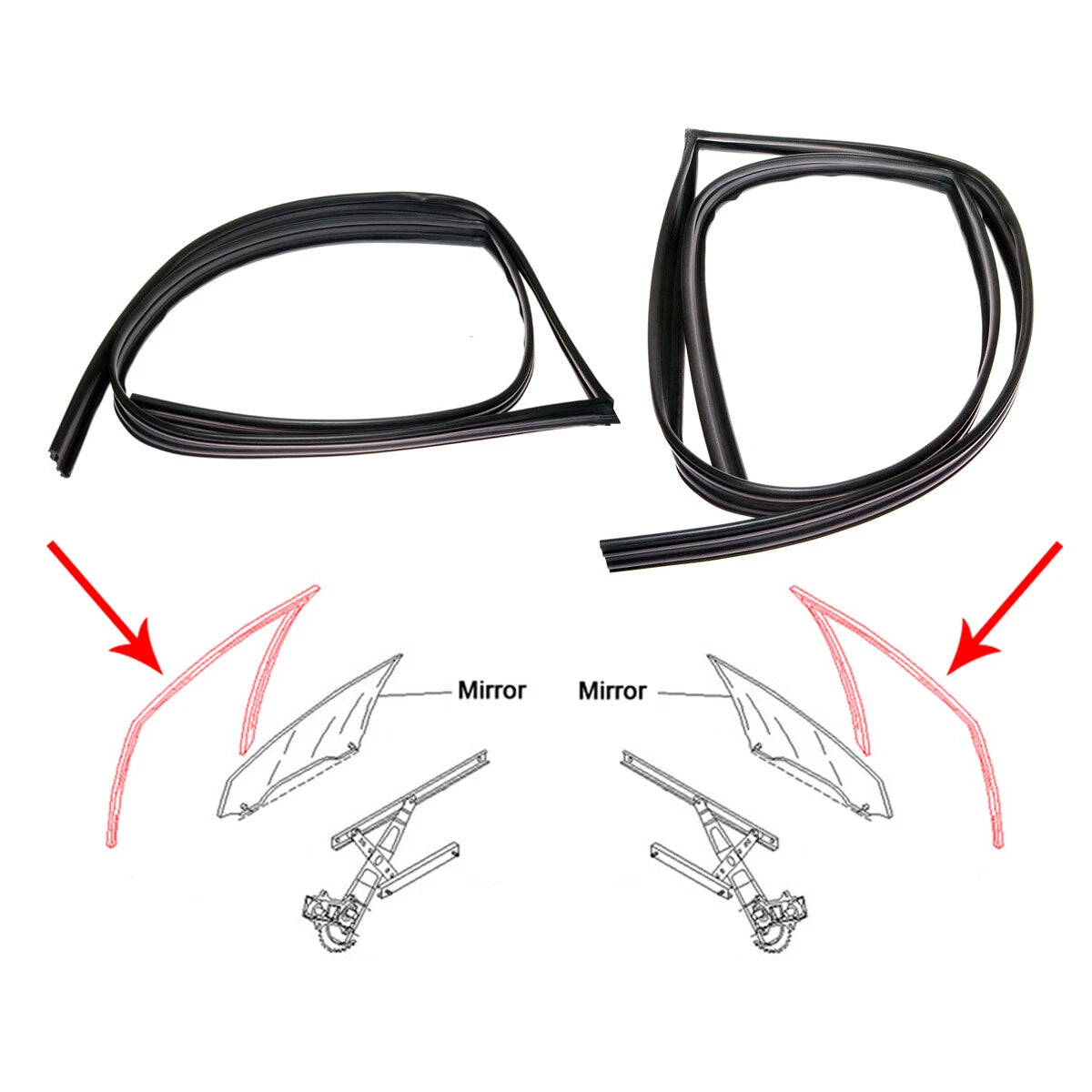 Front Door Window Glass Seal for Mitsubishi Colt Triton 1996-2006