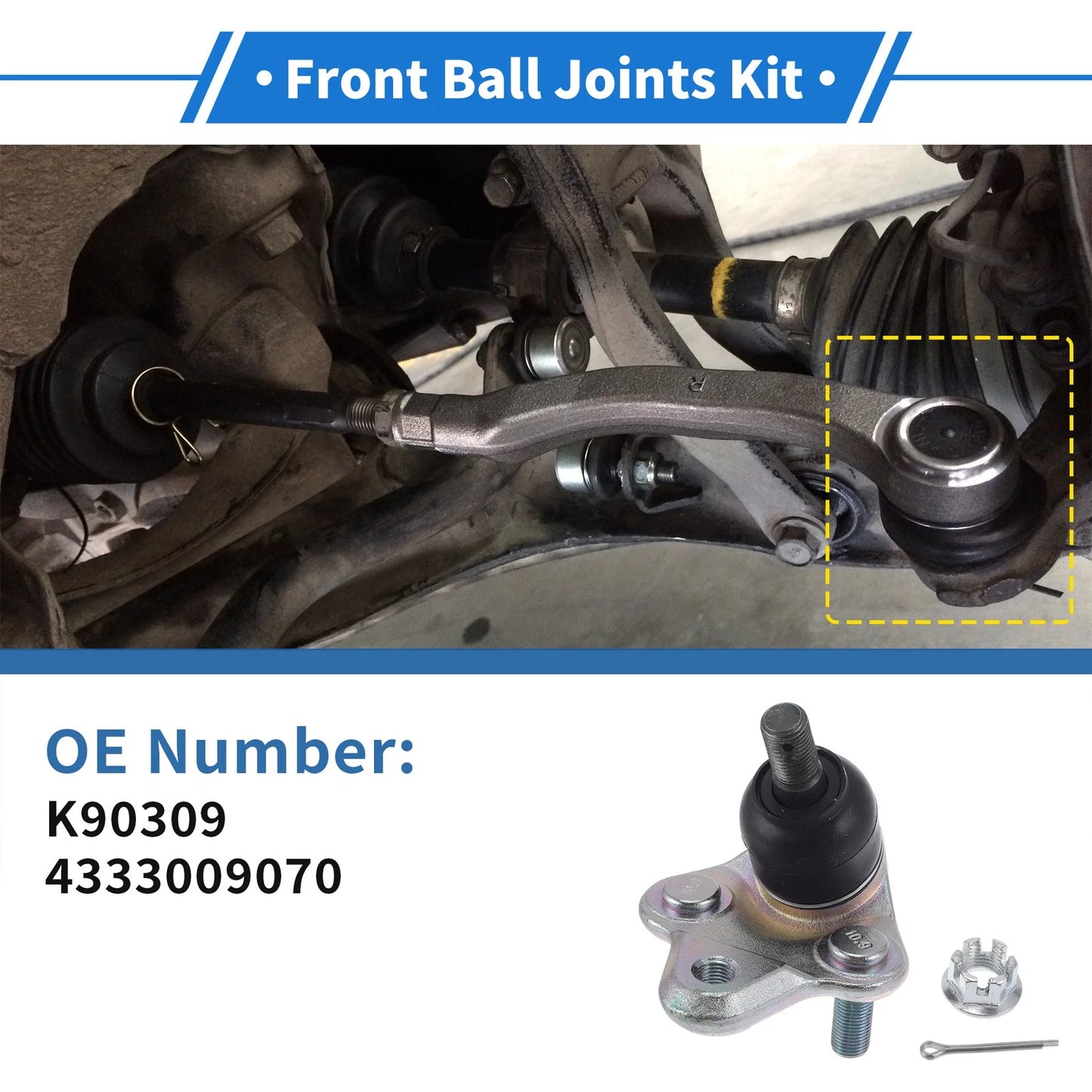 2X Front Lower Ball Joints for Toyota Corolla (1996–2002) No.K90309/4333009070