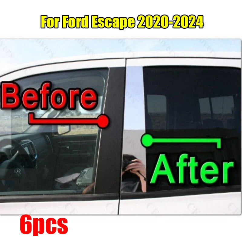 6 x Pillar Trim Door Cover Mirrored Post for Ford Escape (2020–2024)