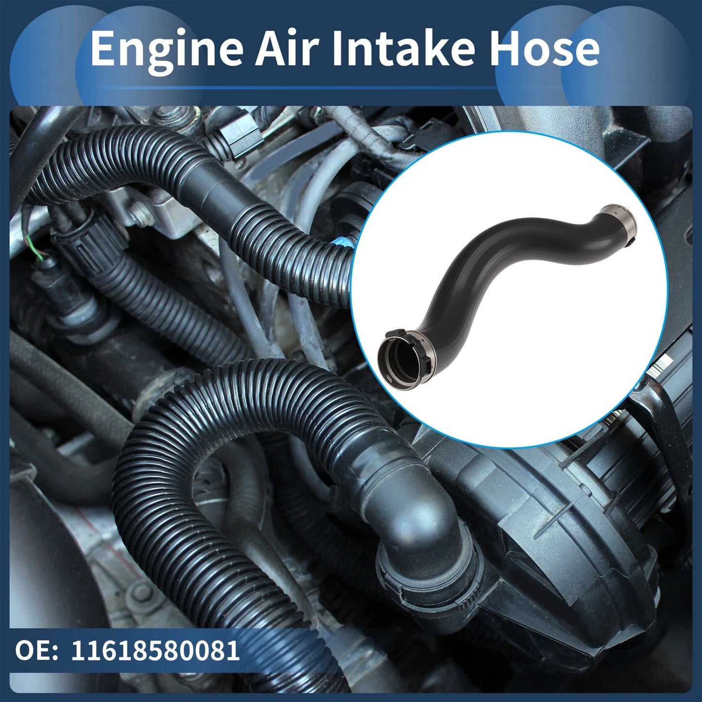 Engine Air Intake Hose for BMW 5 Series 518d (2018–2020) No. 11618580081 Rubber Clamp