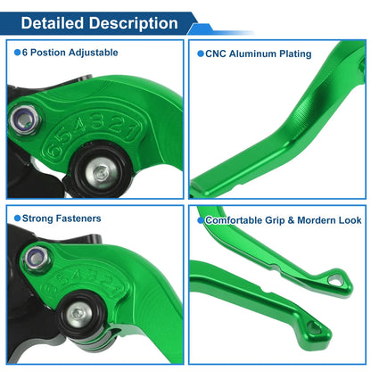 Adjustable Short Brake Clutch Levers for Honda VFR750 (1991–1997) Green 1 Pair