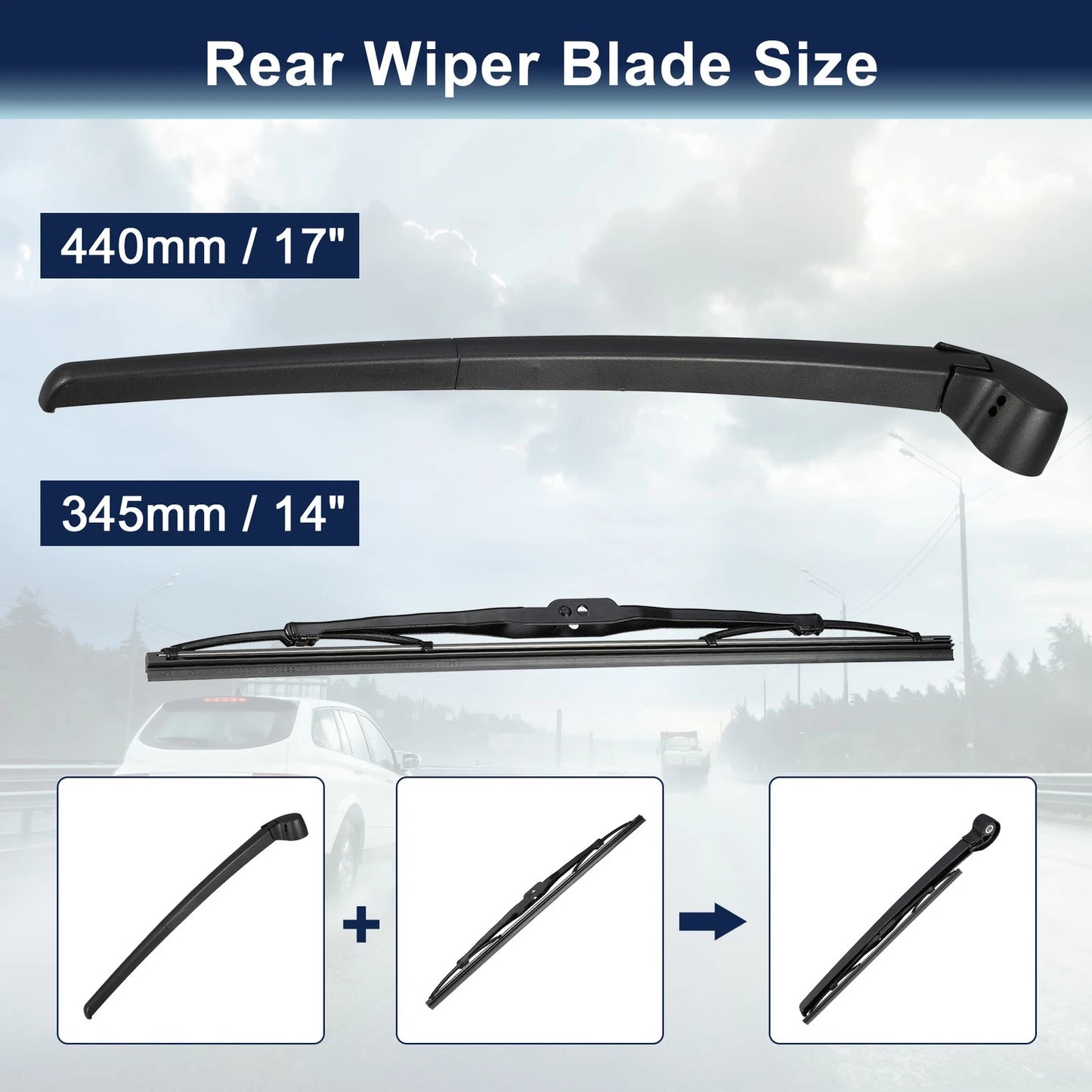 Rear Windshield Wiper Blade Arm Set for Audi A4 Avant, RS4 Avant