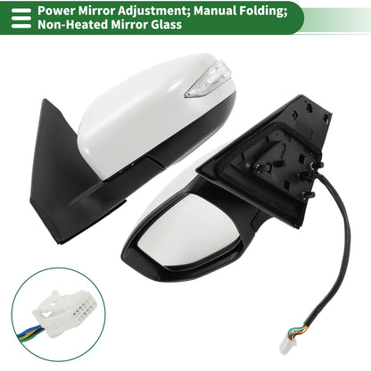 Left Side Door Mirror for Nissan Sentra (2013–2015) Manual Folding White