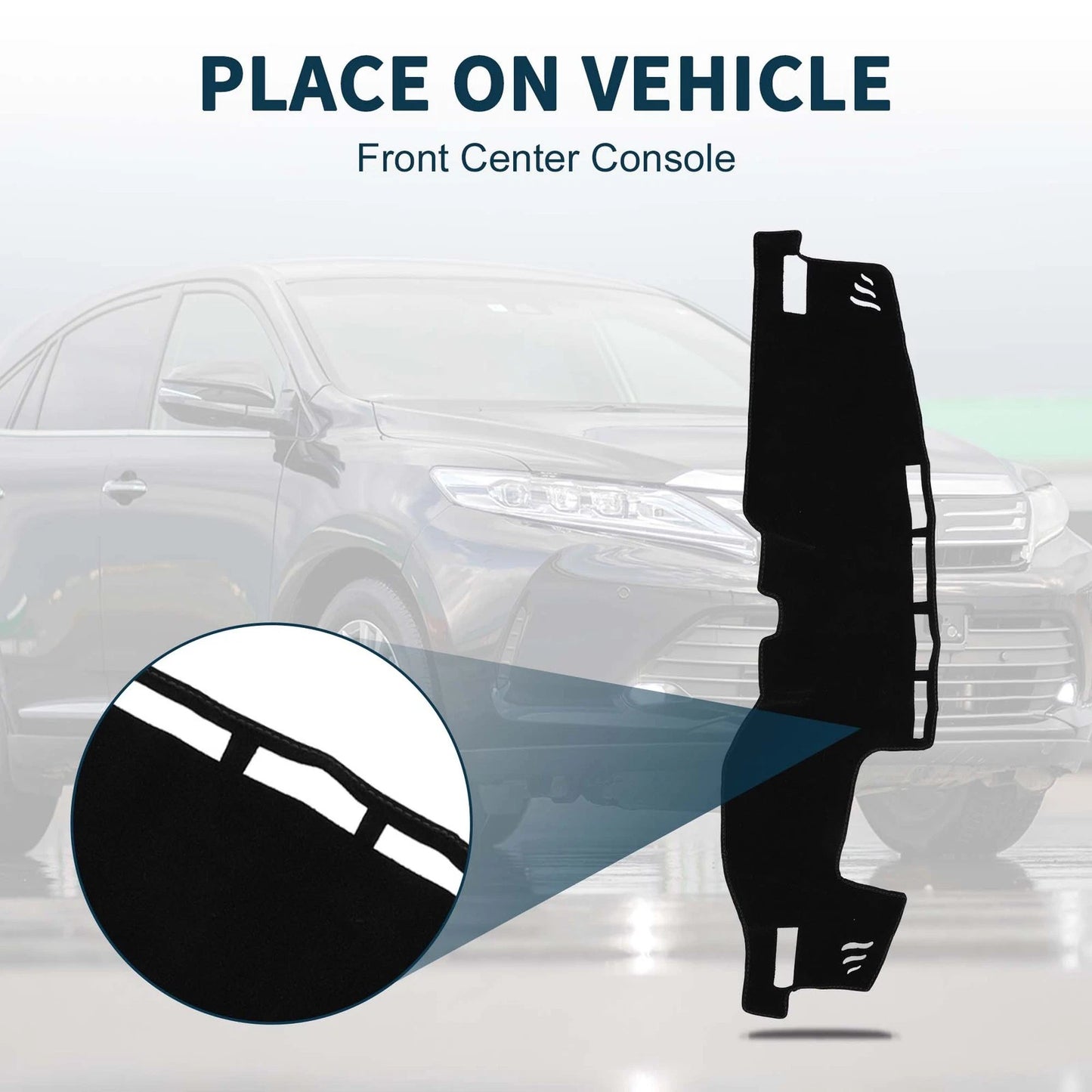 Dashboard Cover Mat for Toyota Harrier 80 (2020–2024) with Sticker, Black