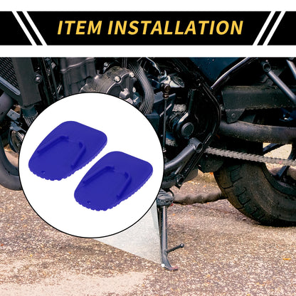 Set of 2 Universal Motorcycle Kickstand Pads 3.54"x2.36" Blue