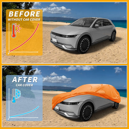 Waterproof Car Cover for Hyundai Ioniq 6 (2023–2023) - Orange Cotton, Zipper