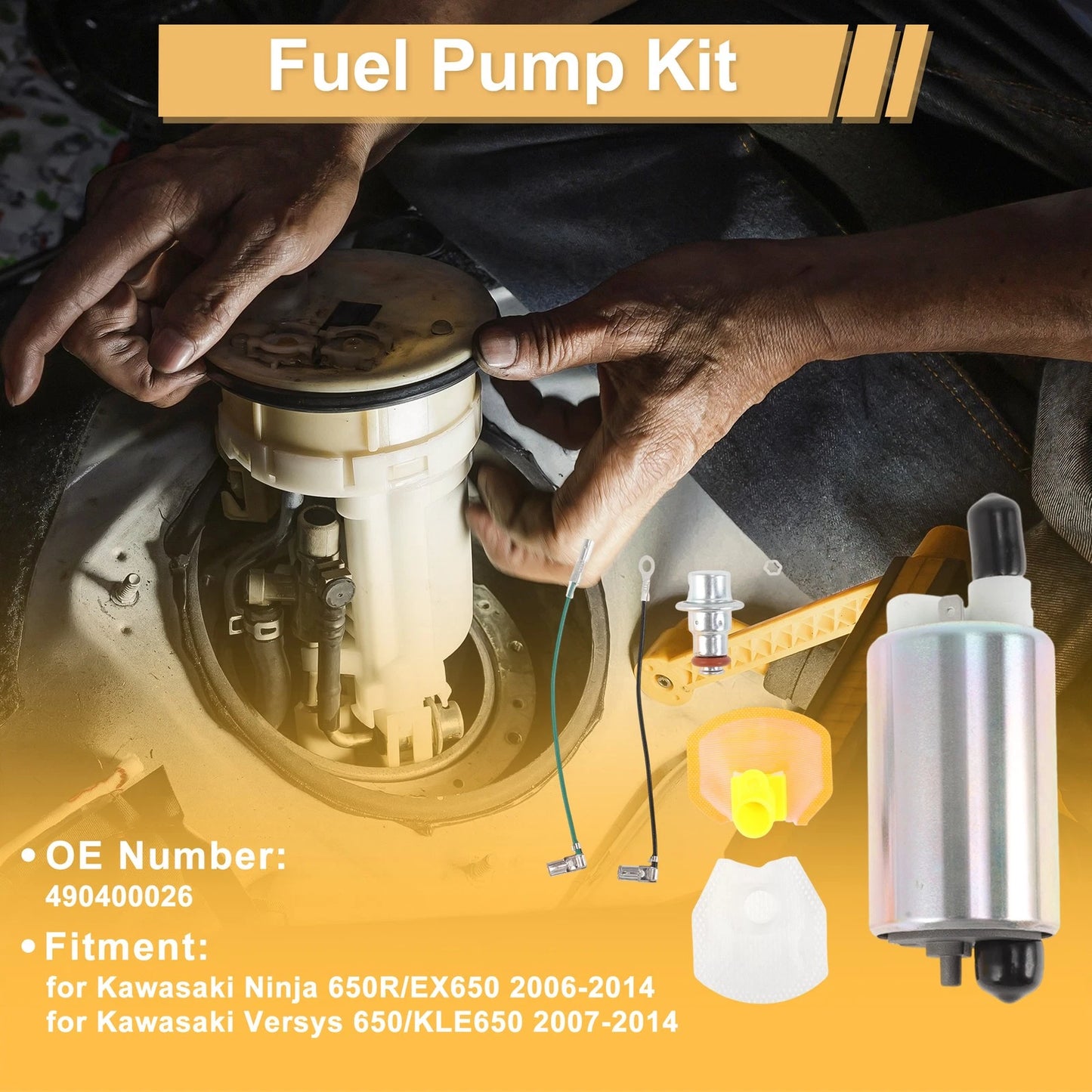 Fuel Pump for Kawasaki Ninja 650R/EX650 (2006–2014) 490400026