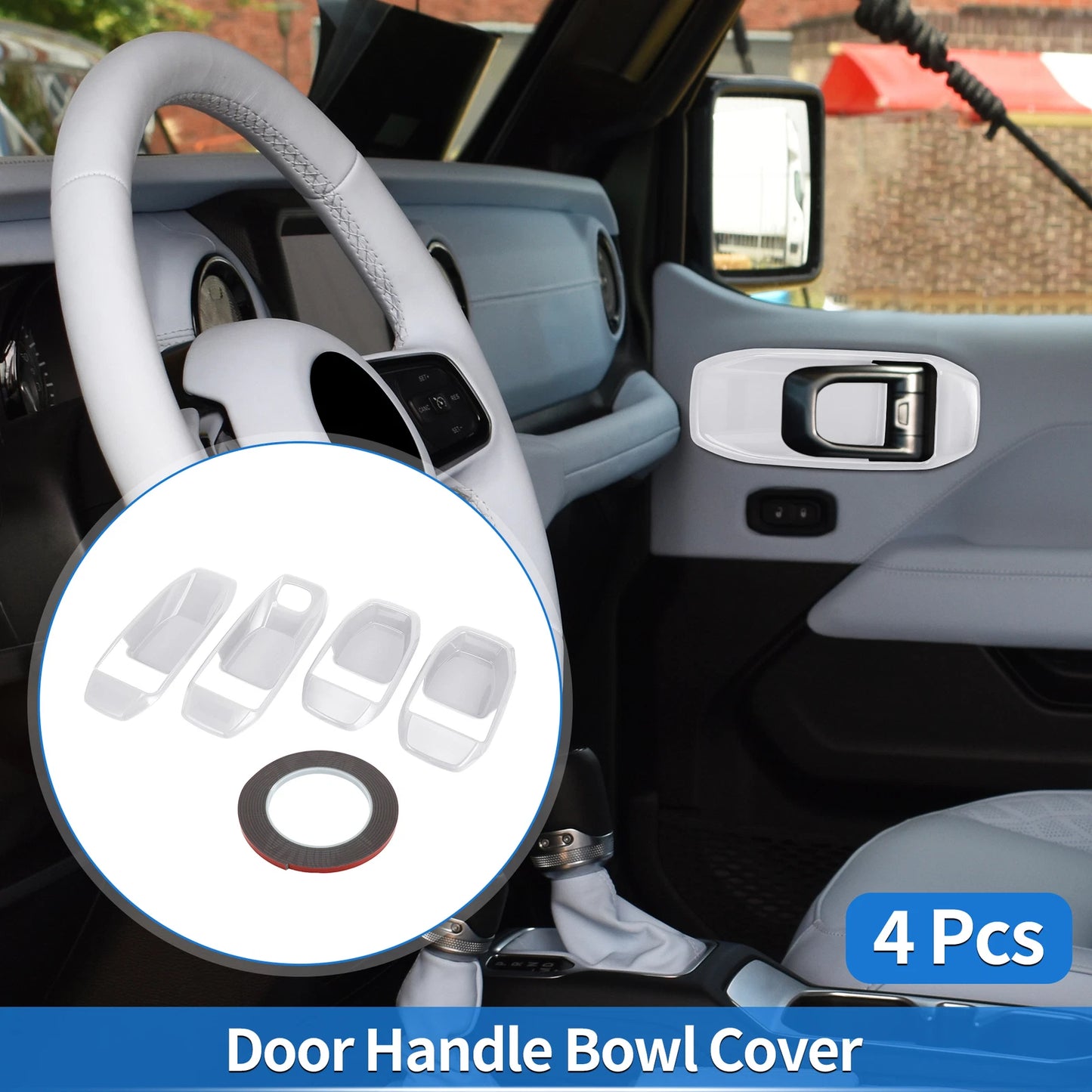 Set of 4 Door Bowl Cover Trim for Jeep Wrangler JL JLU (2018–2024) ABS White