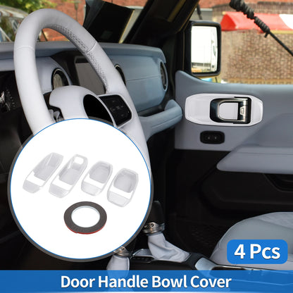 Set of 4 Door Bowl Cover Trim for Jeep Wrangler JL JLU (2018–2024) ABS White