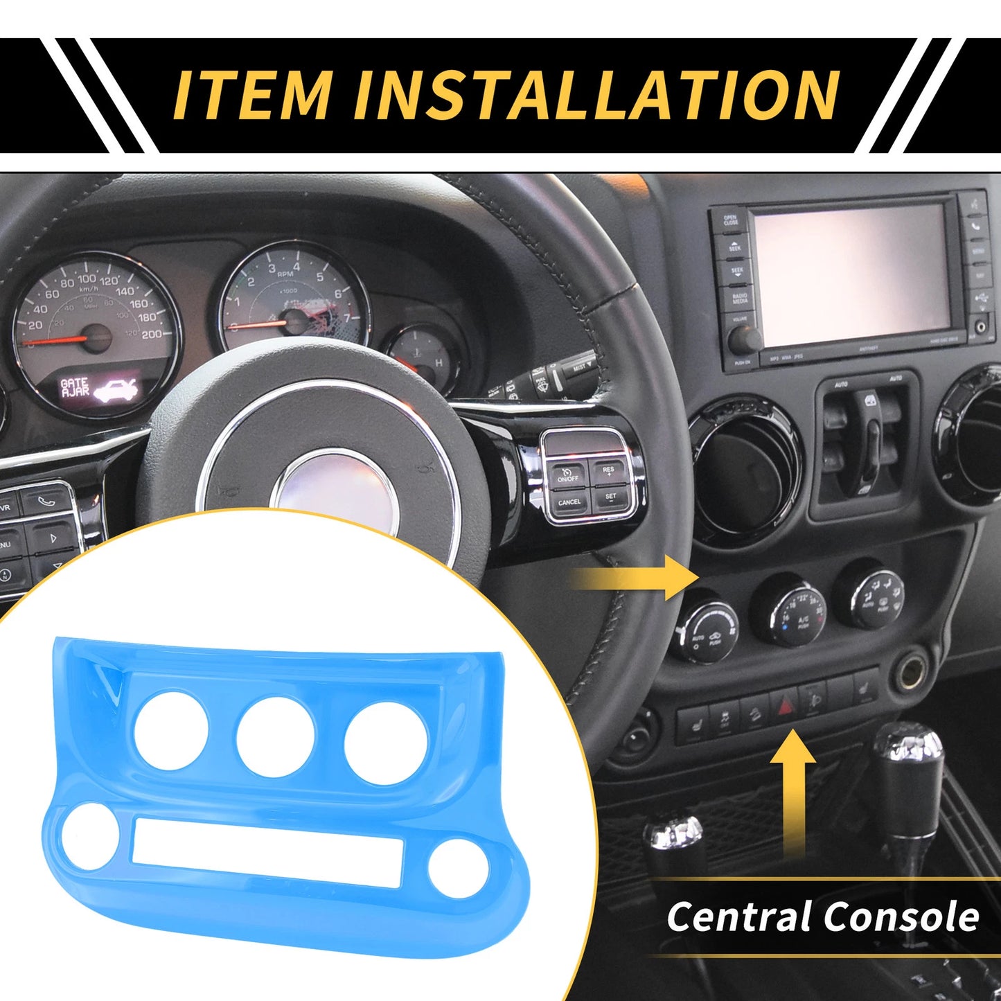 AC Switch Button Control Cover Trim for Jeep Wrangler JK JKU (2007–2018)