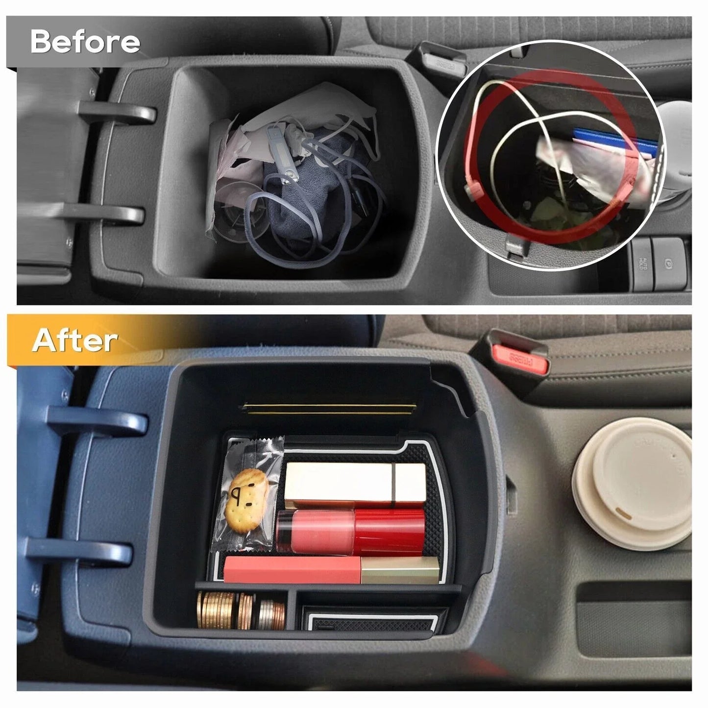 Center Console Armrest Storage Box Organizer Tray for Kia Seltos (2021–2023)