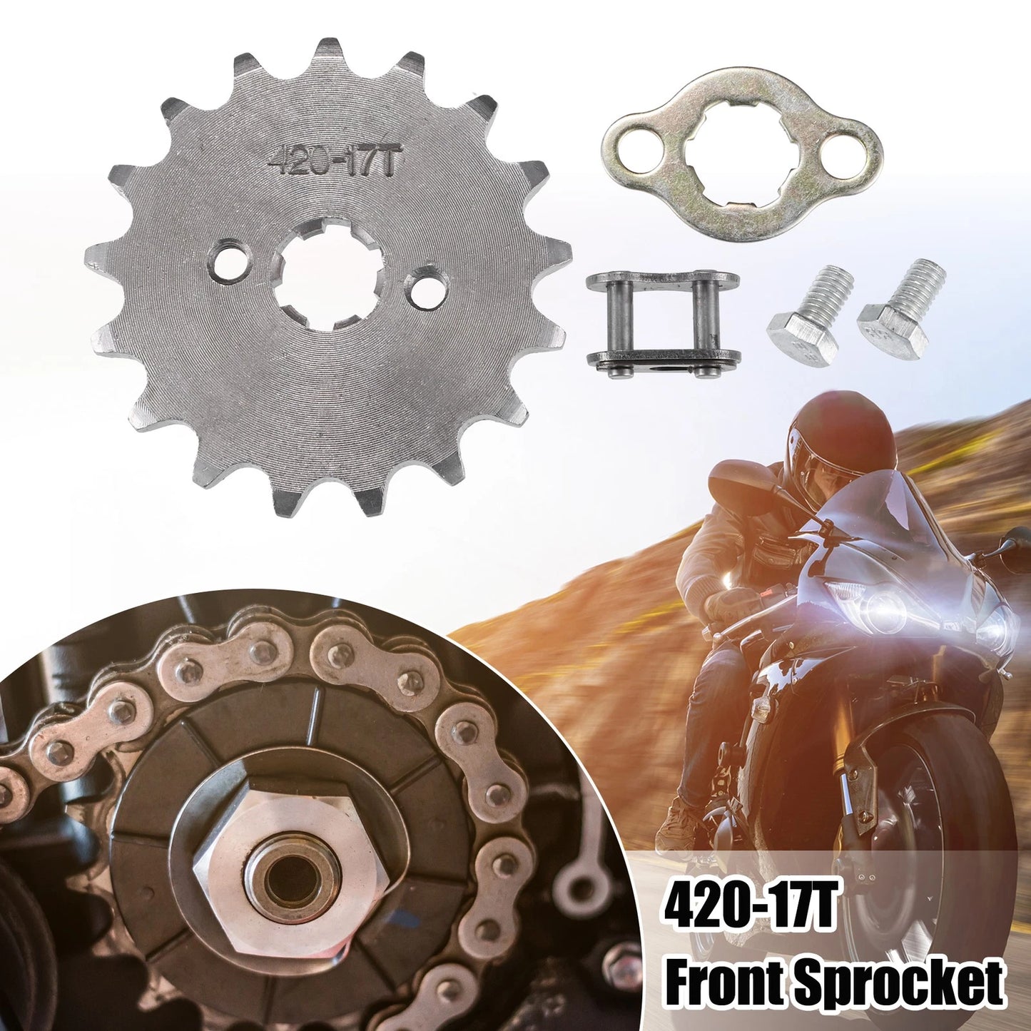 Set of 1 Front Engine Sprocket 420 17T 17mm for Dirt Bike Mini Bike