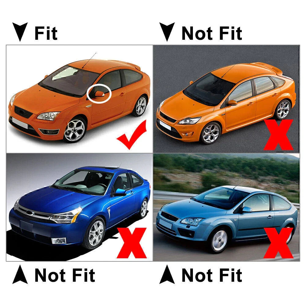 Matte Black Rearview Mirror Covers for Ford Focus (2005-2008)