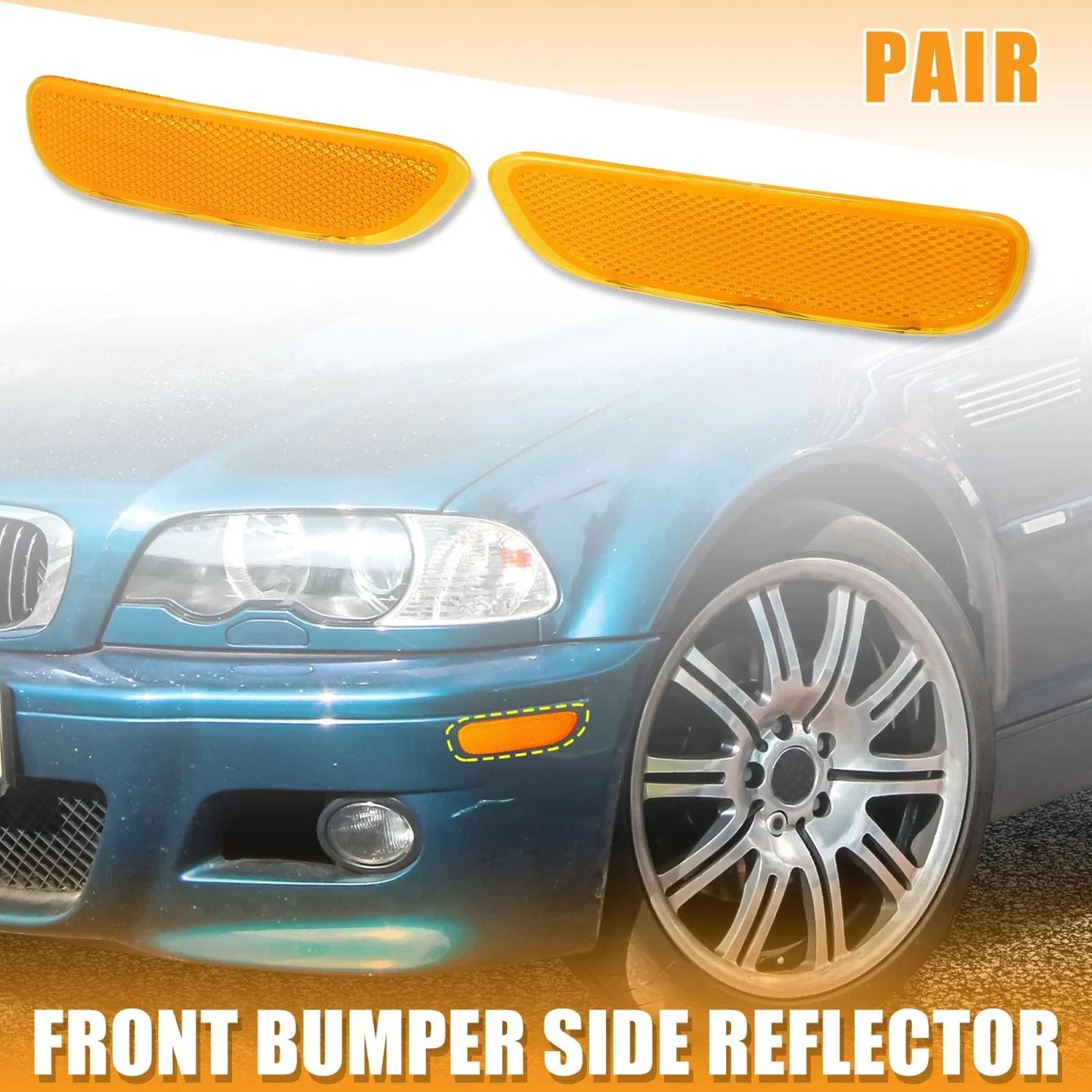 Front Bumper Reflector Side Marker for BMW 325Ci, 330Ci, 328Ci Yellow