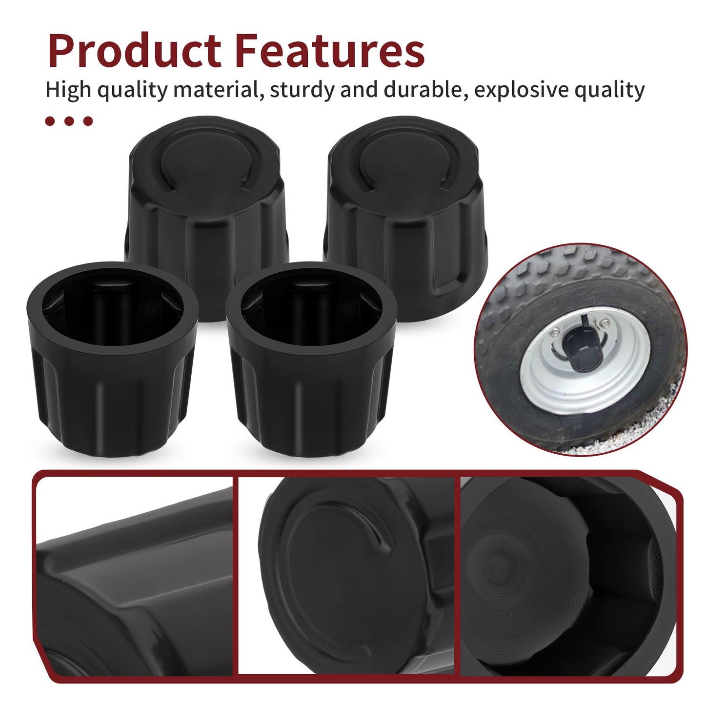 Set of 4 Center Hub Wheel Caps for Suzuki Quadsport (1980–1990)