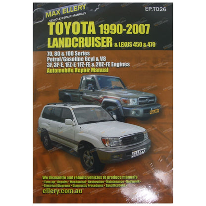 Workshop Repair Manual for Toyota Landcruiser (1990–2007) 70 80 100 Series