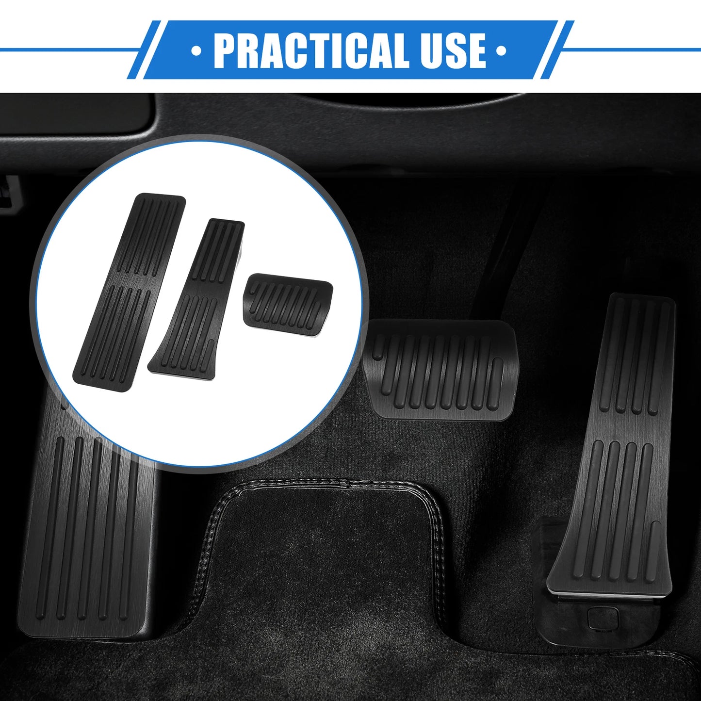 3 Pcs Gas Brake Foot Rest Pedal for Ford Explorer (2020–2023) Black