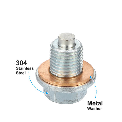 2 Pcs M12x1.25 Engine Oil Drain Plug Screw w/ Seal Ring for Lexus