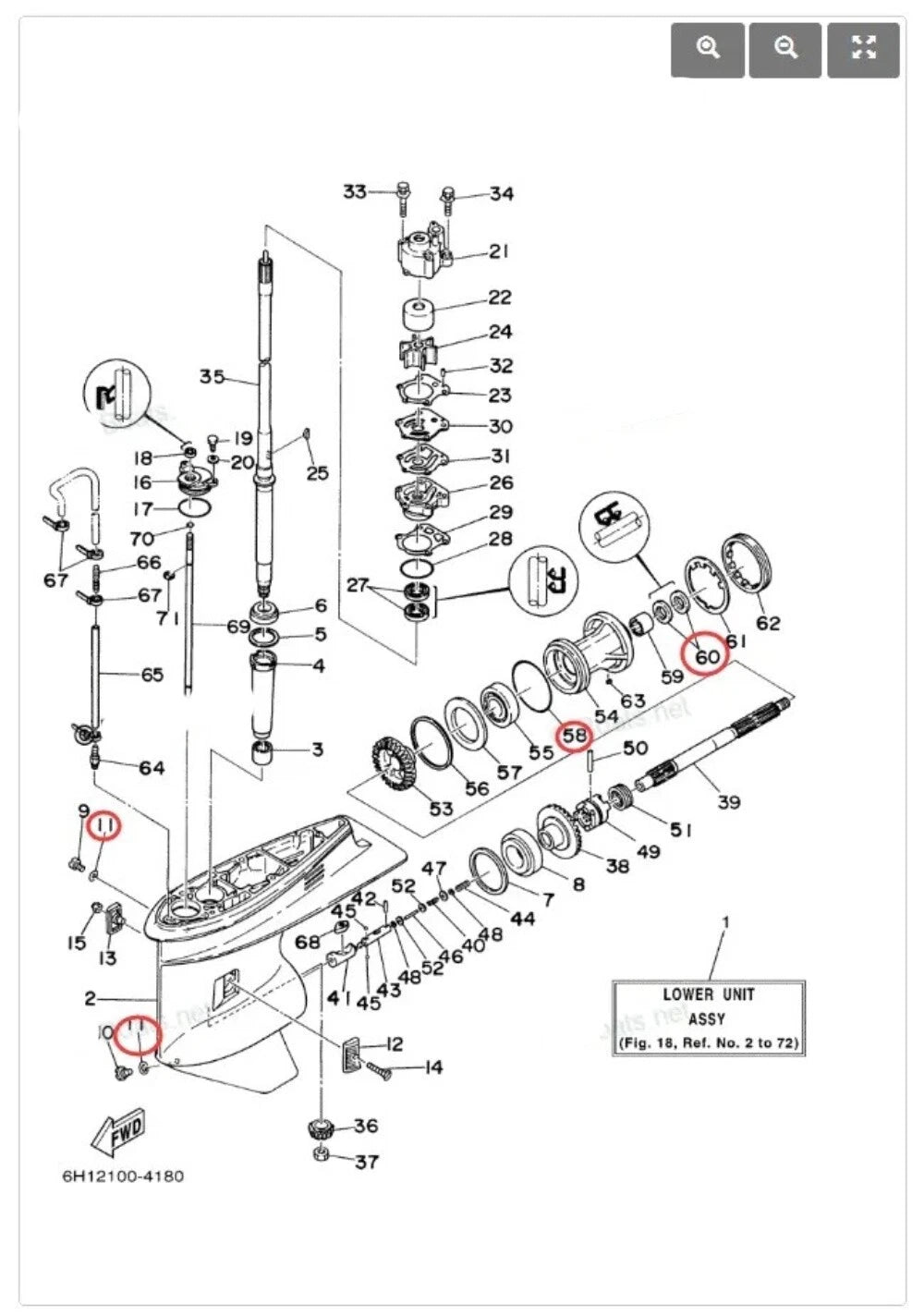 Lower Unit Gearcase Seal Kit for Yamaha 2-Stroke Outboard