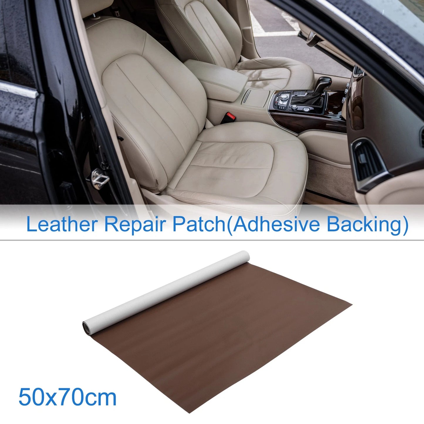 Self Adhesive Leather Repair Patch for Car Seat Sofa (19.6"x27.5", Light Brown)