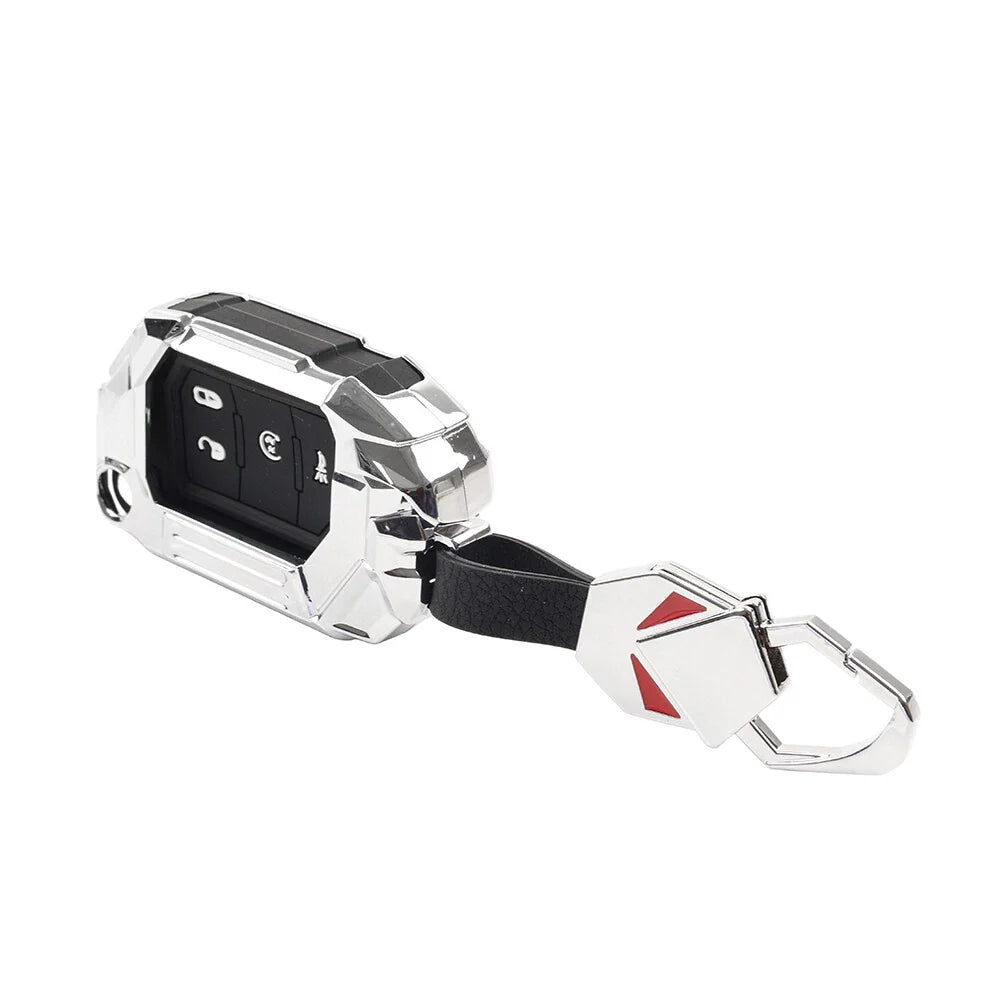 Silver 4-Button Remote Key Fob Cover for Jeep Wrangler (2018-2024)