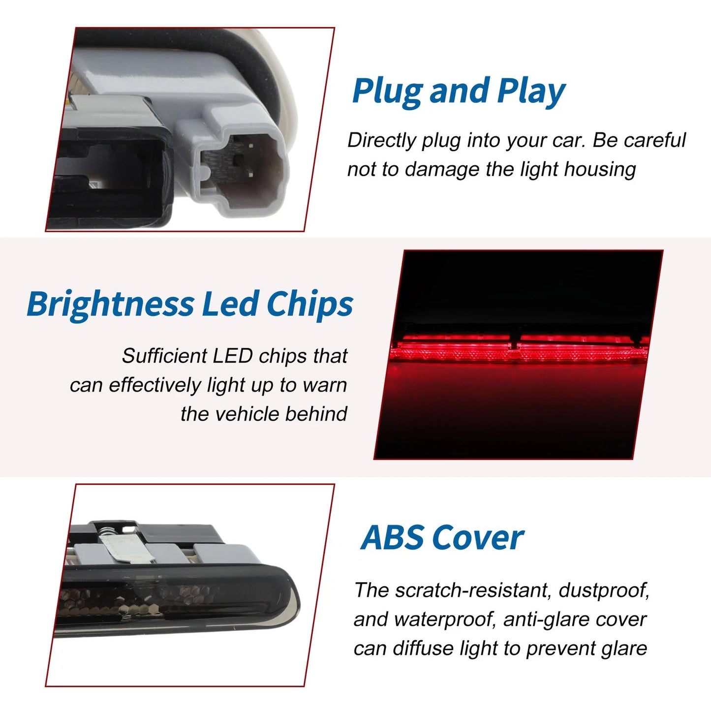 Black LED Third Brake Light for Audi A3/S3/RS3 (2003–2013) No. 8P3945097