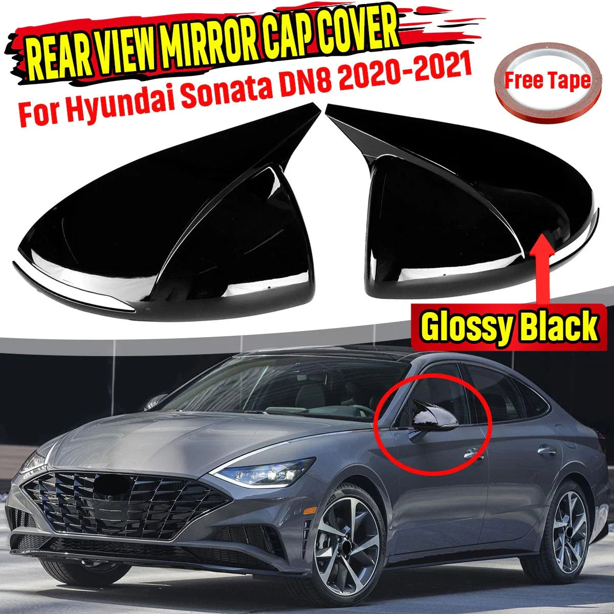 Rearview Side Mirror Cover Trim 2pcs for Hyundai Sonata DN8 (2020–2023)