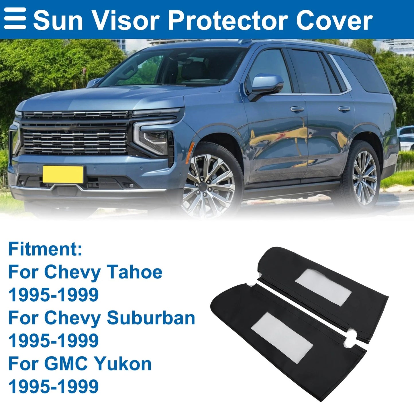 Sun Visor Cover Set for Chevy Tahoe (1995–1999) Left & Right Side Black