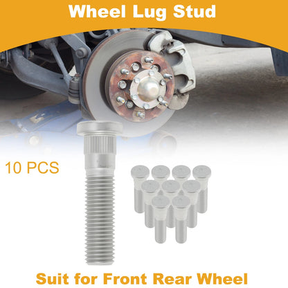 10 pcs M12x1.5 Wheel Lug Stud for Chevrolet S10 Blazer (1982–2004) Silver Tone
