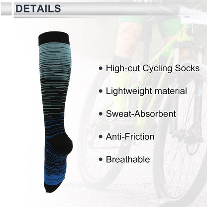 Cycling Socks Size L-XL Breathable High-Cut Light Blue