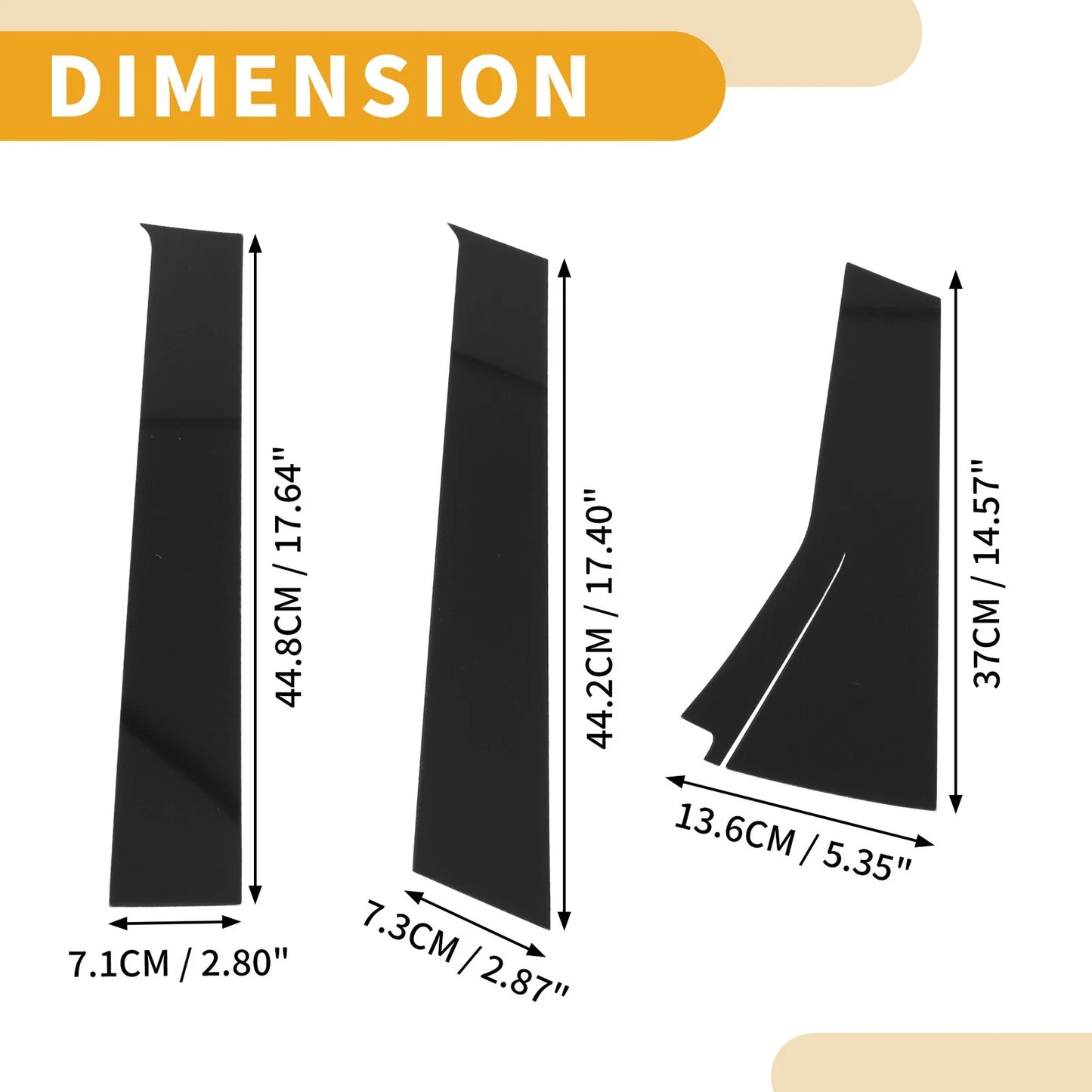 6 Pcs Door Pillar Window Trim for Honda Fit (2013–2019) Black