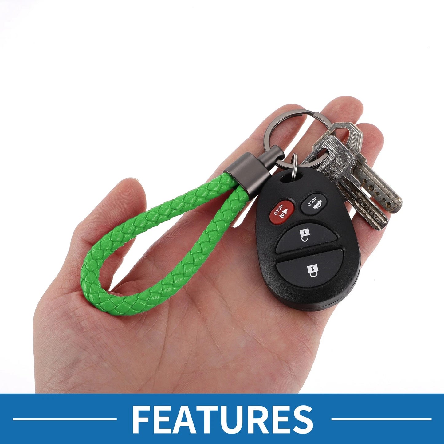 Car Keychain with Ring for Home and Car Keys (Leather)