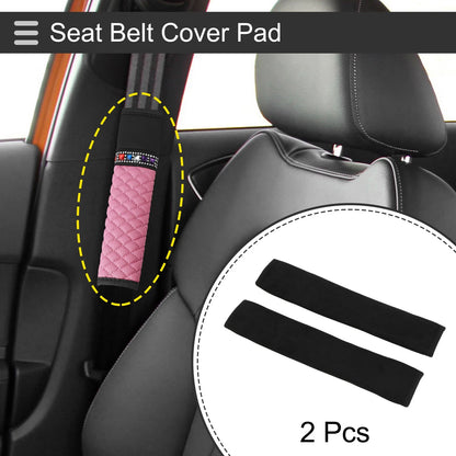 Set of 2 Black Suede Seat Belt Cover Pads for Universal Fit