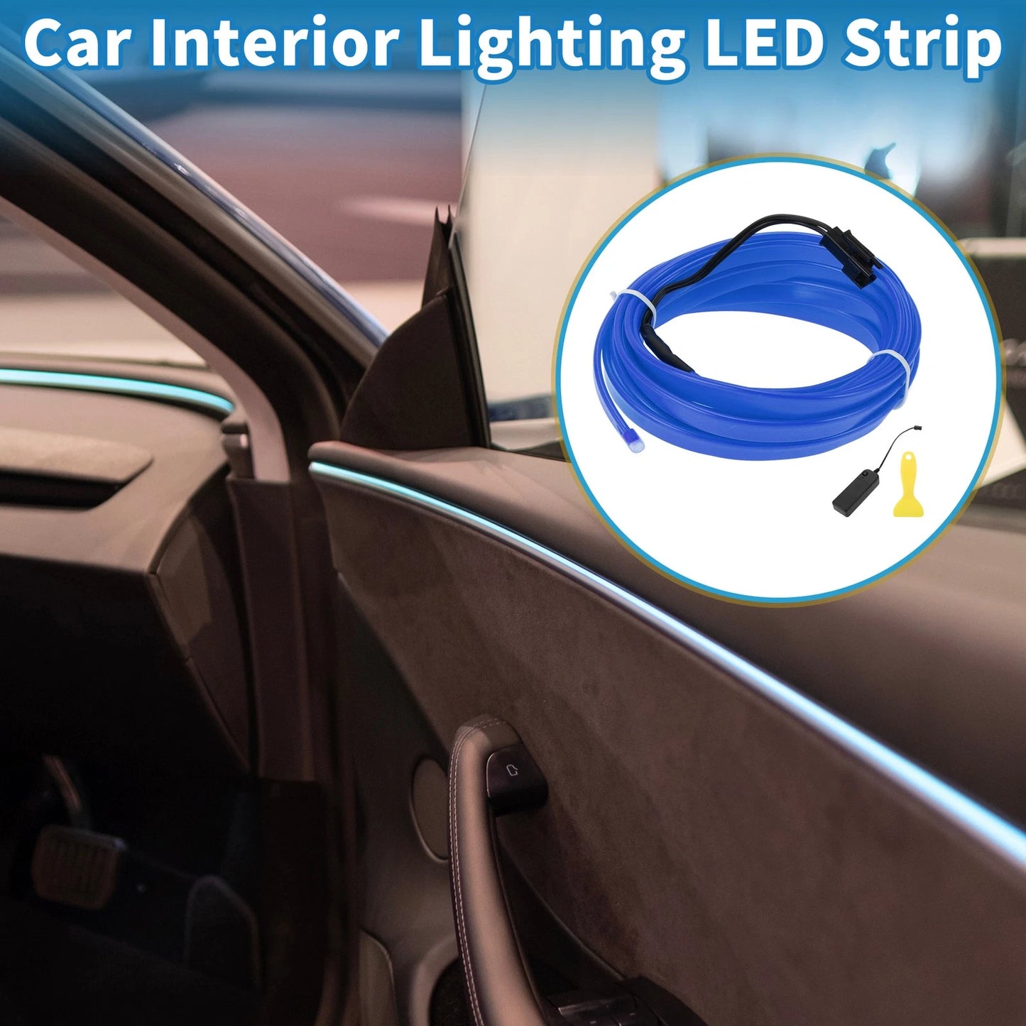 LED Strip Interior Decoration Lighting for Car (3 Meter, Blue)