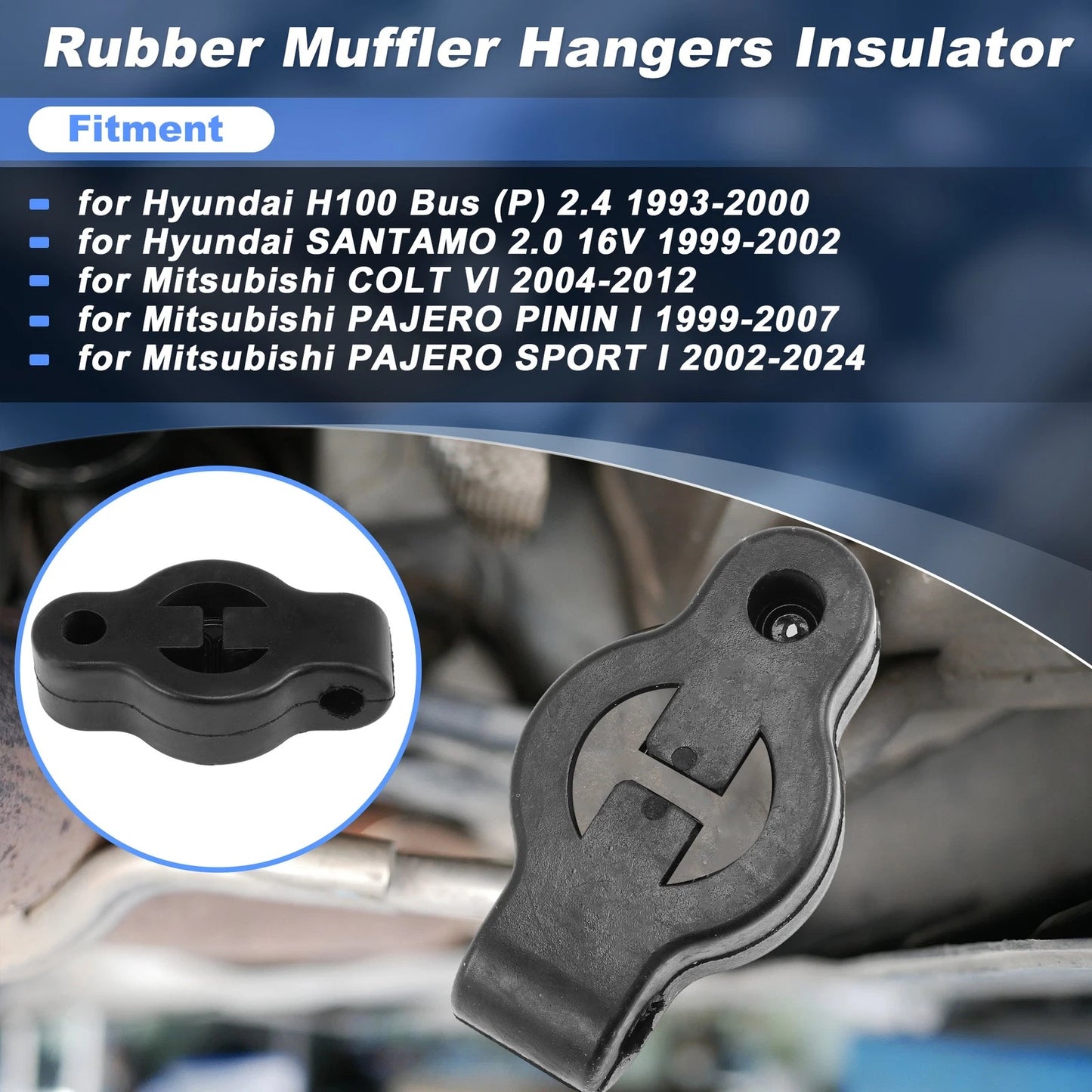 Set of 4 Rubber Muffler Hangers for Hyundai H100 Bus (1995–2004) 28599M2000