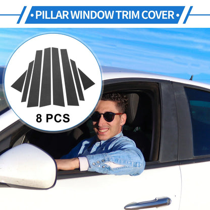 8 Pcs Door Pillar Window Trim for Hyundai Elantra Carbon Fiber (2017-2023)