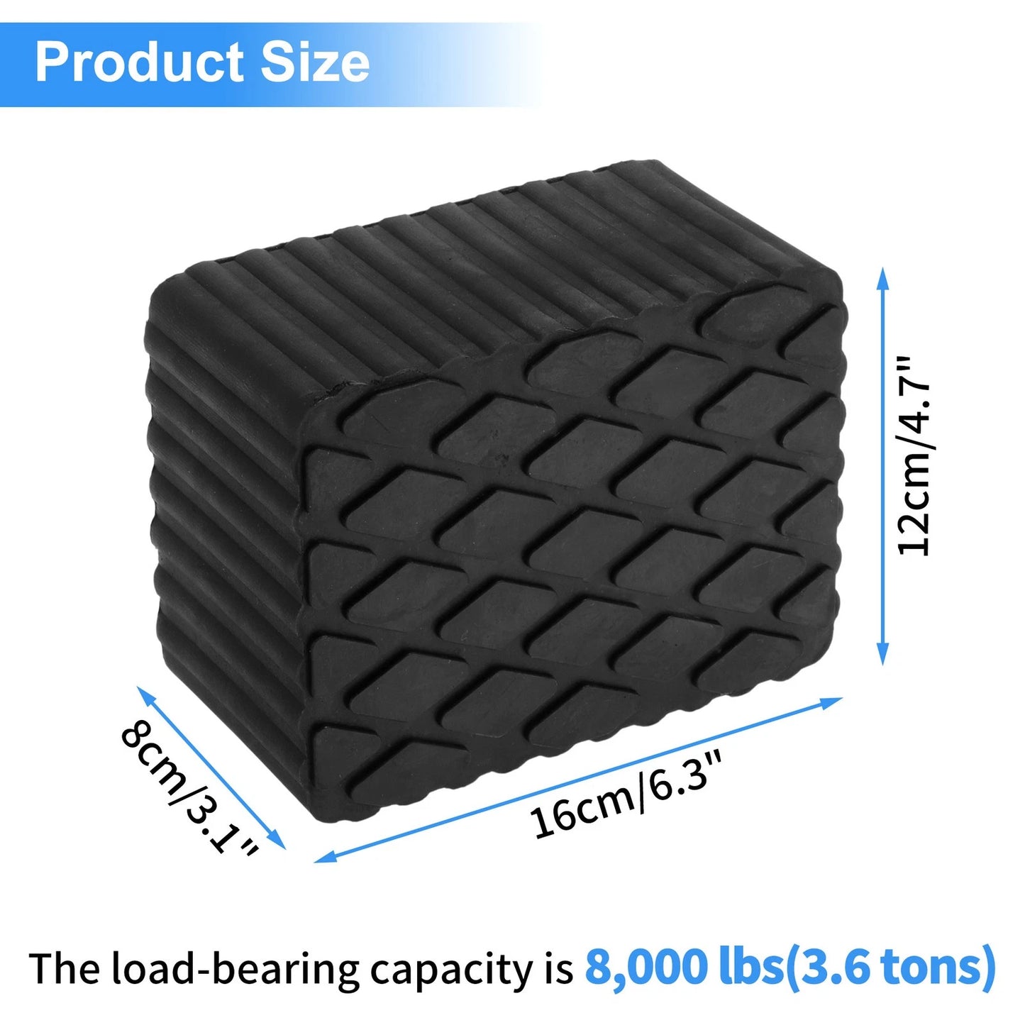 Universal Rubber Jack Pads for Auto (6.3" x 4.7" x 3.1")