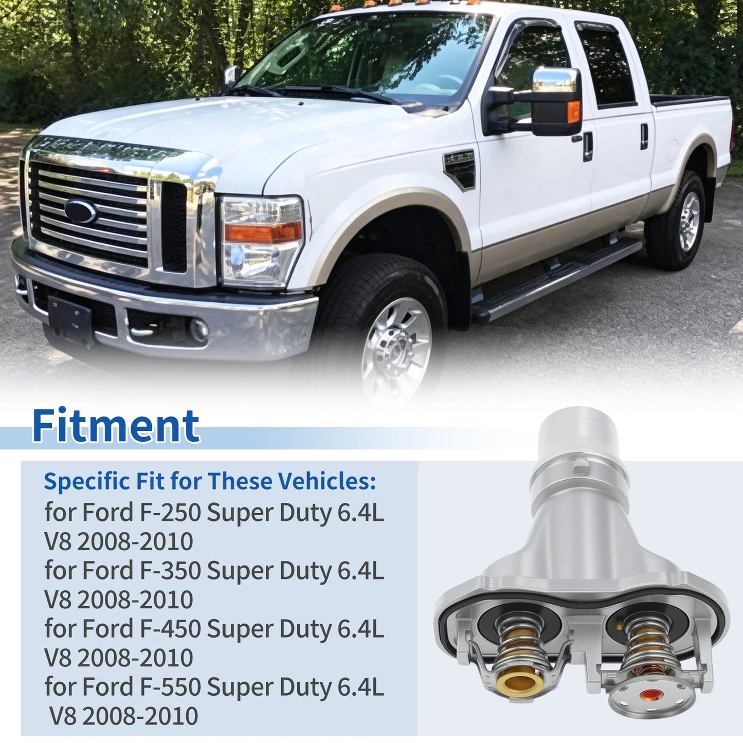 Thermostat Assembly for Ford F-250 F-350 F-450 F-550 Super Duty 6.4L (2008–2010)