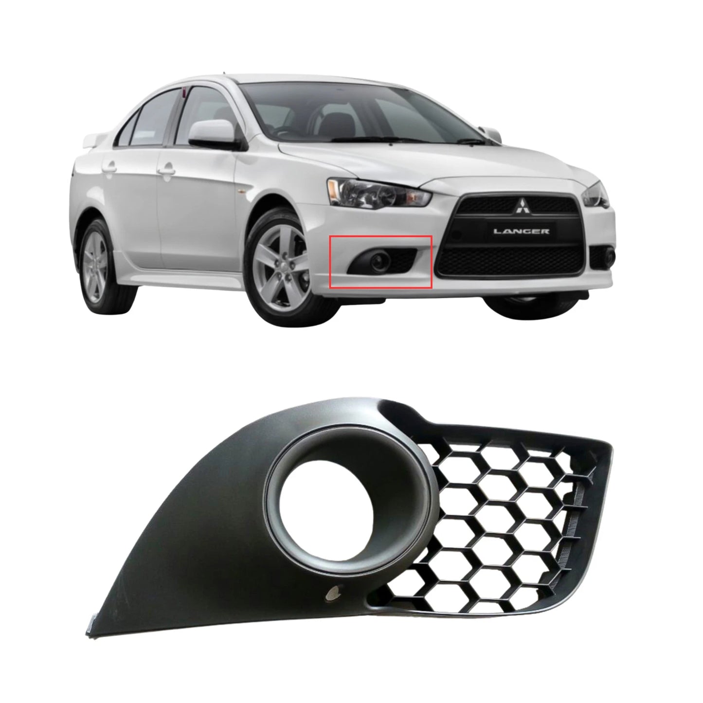 Front Bar Grille with Fog Light Mount for Mitsubishi Lancer CJ (2007–2015)
