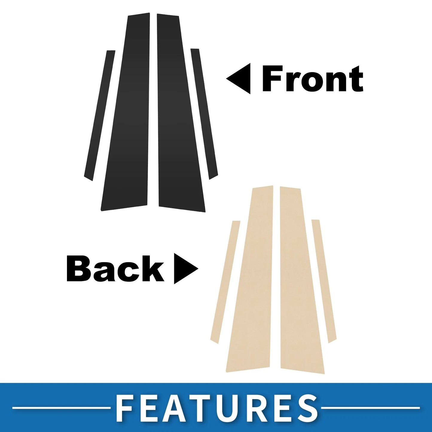 Set of 4 Door Pillar Window Trim for VW Jetta (2013–2015) Black