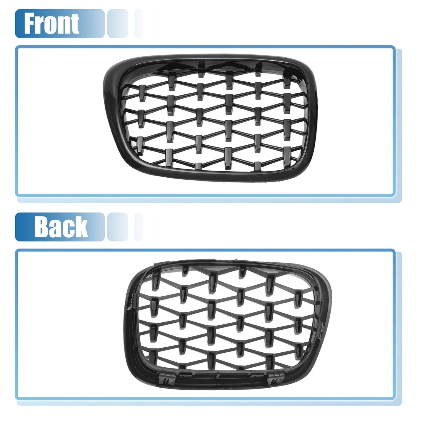 Front Hood Bumper Grille 2x for BMW 525i 530i E39 (2001 - 2003)