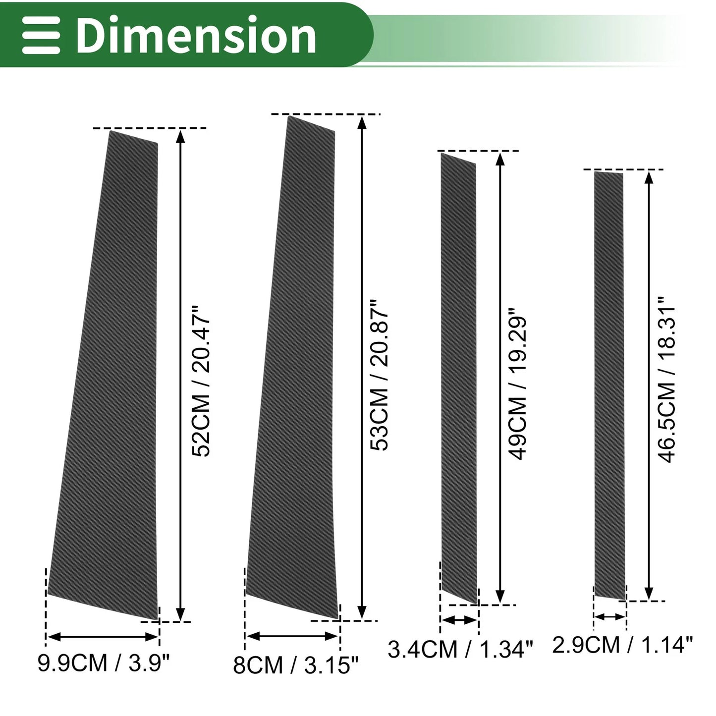 Set of 8 Door Pillar Window Trim for BMW X5 (2014–2018) Carbon Fiber Black