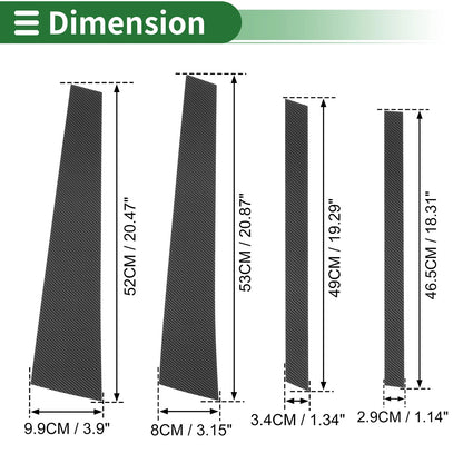 Set of 8 Door Pillar Window Trim for BMW X5 (2014–2018) Carbon Fiber Black