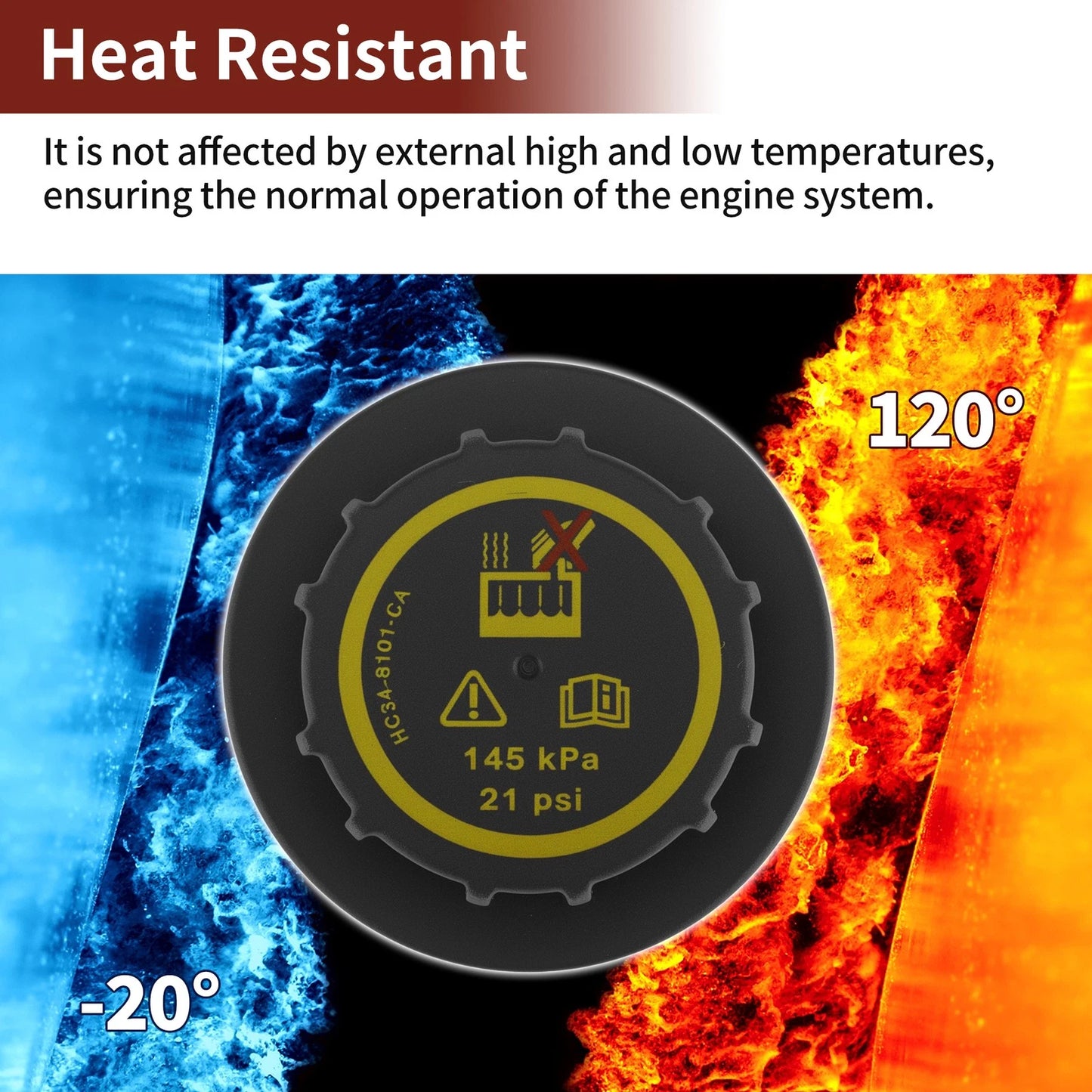 Coolant Cap for Ford F250 F350 F450 F550 Super Duty (2015–2019) No.HC348101CA Black