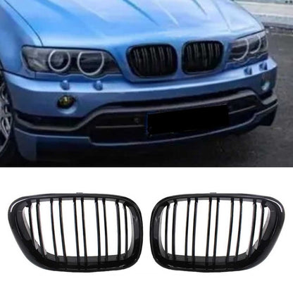 Gloss Black Dual Slat Front Bumper Grille for BMW X5 (2000–2003)
