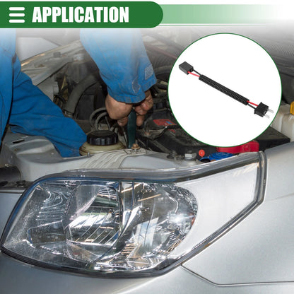 2X H7 Headlight Light Bulb Wiring for Universal Cars - Durable Black