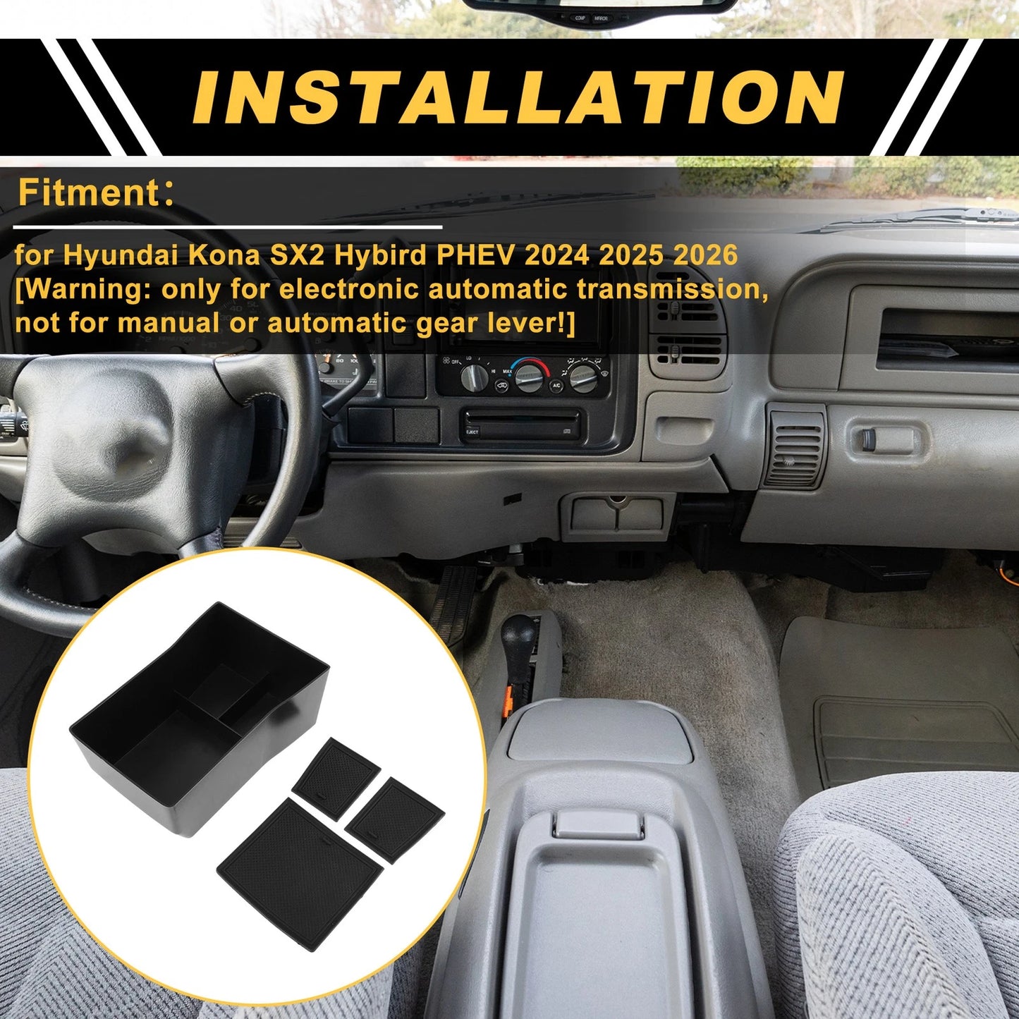 Center Console Armrest Organizer Tray for Hyundai Kona (2024–2026)
